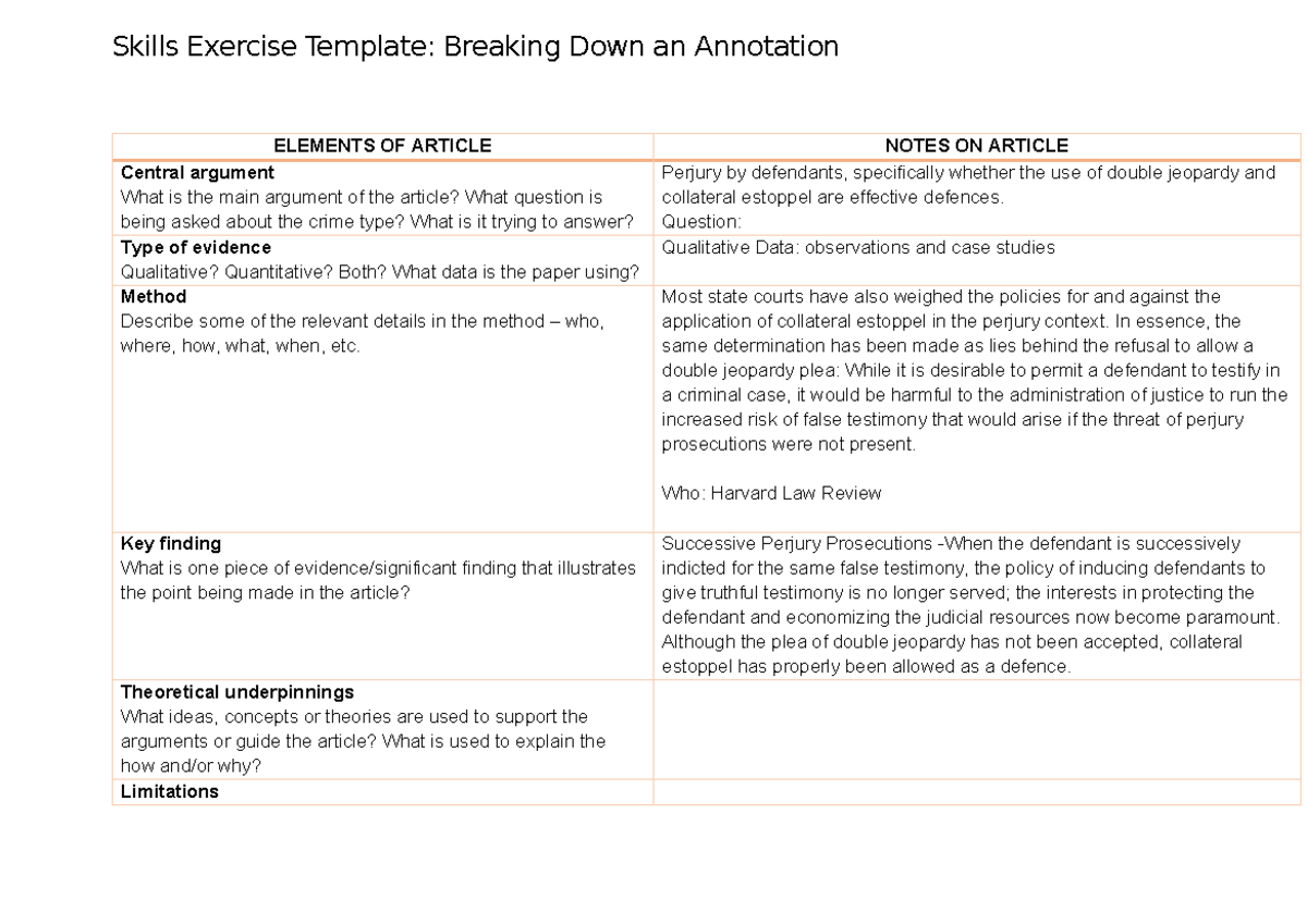 Skills Exercise Template - Breaking Down an Annotation - Skills ...