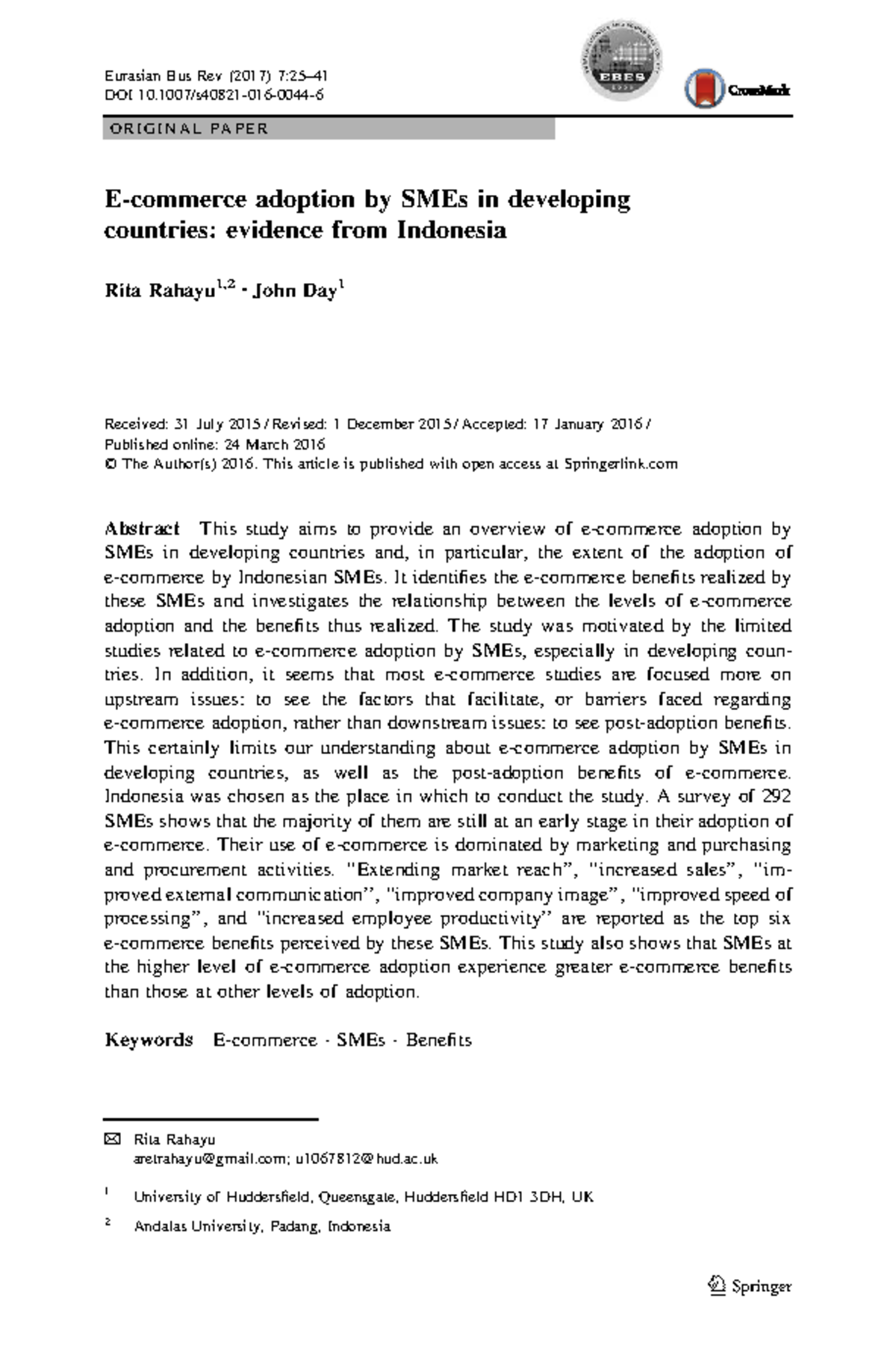 Adoption of ICT by SMEs in Indonesia: Benefits and Challenges - Studocu