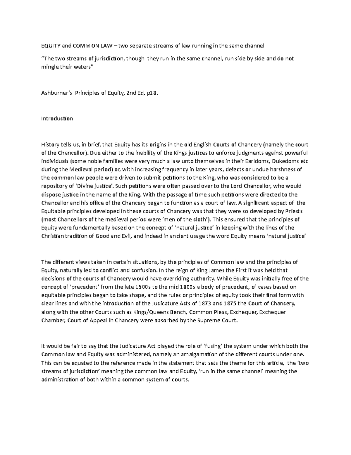 Equity and Trusts Lecture Notes: Understanding Common Law vs Equity ...