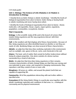 Unit 2 bio C190 - unit 2 notes - Unit 2: Basic Chemistry and Biological ...