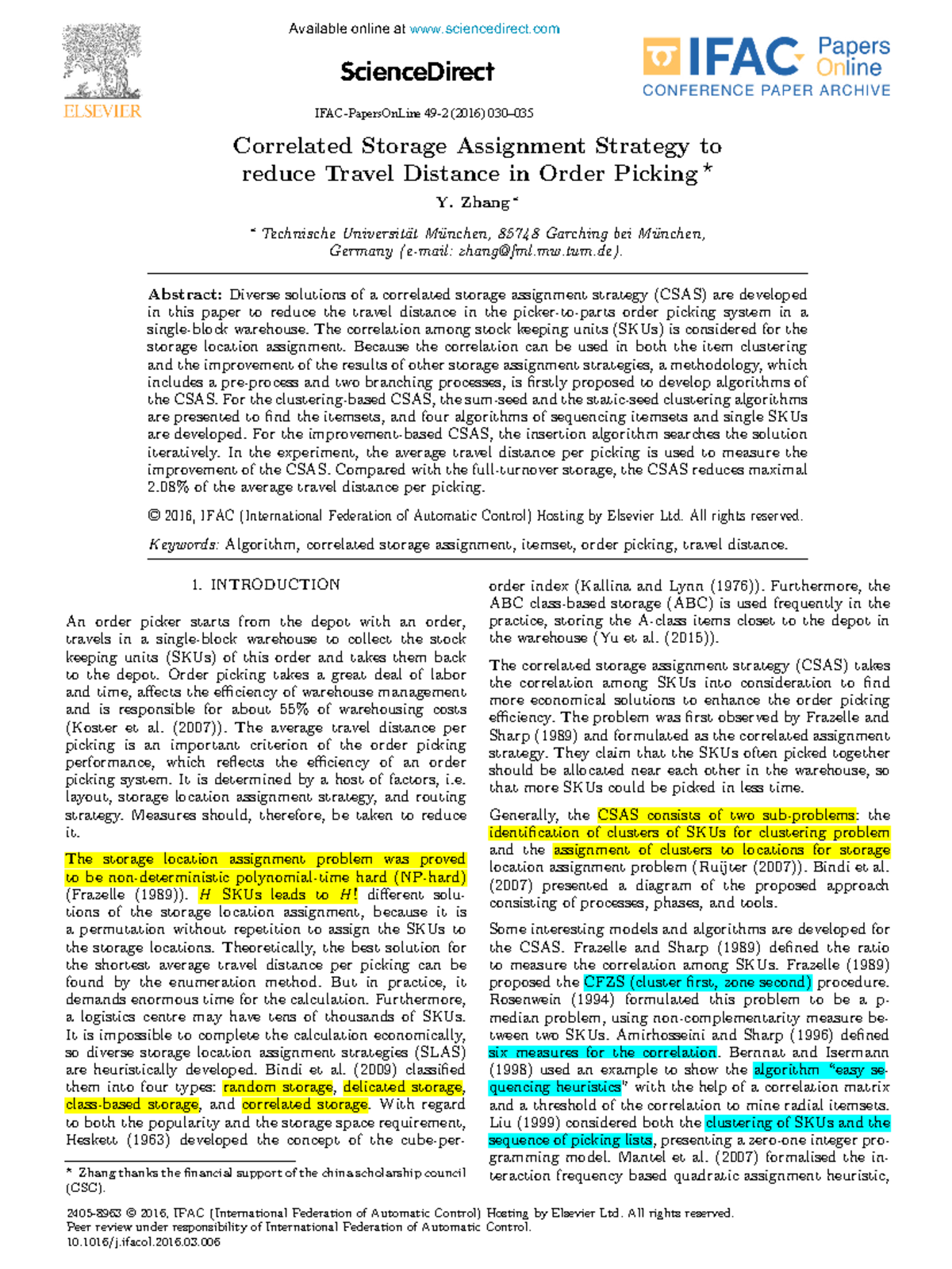 Correlated Storage Assignment for Reducing Travel Distance in Order ...
