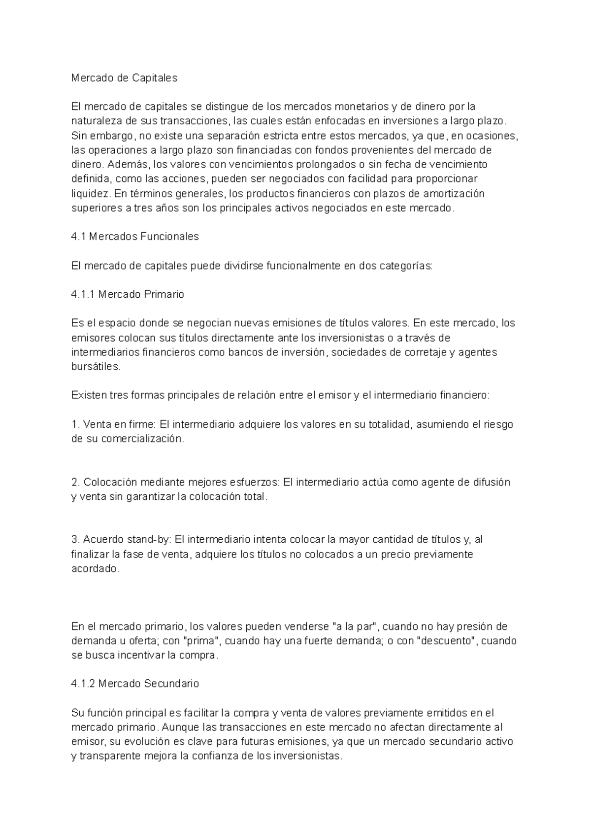 teoria del dinero - Mercado de Capitales El mercado de capitales se ...