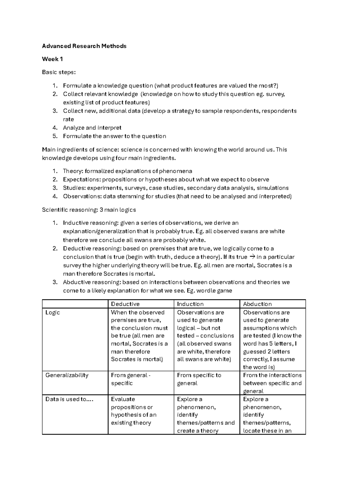 Advanced Research Methods (Week 1): Key Concepts and Steps - Studeersnel