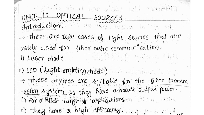 Oc4,5 - Optical Sources in Fiber Optic Communication Notes - Studocu