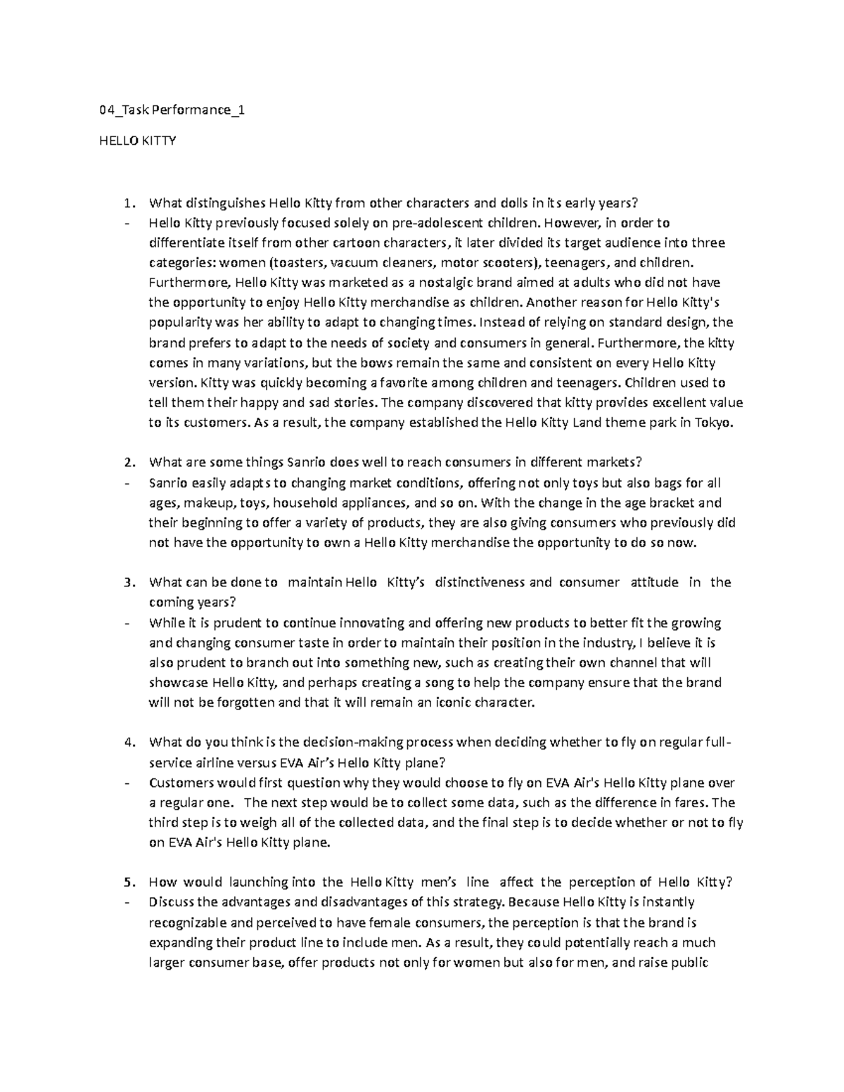 Doc1 - 04_Task Performance_ HELLO KITTY What distinguishes Hello Kitty ...