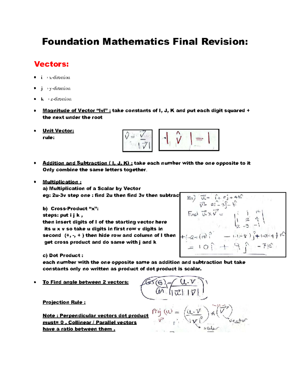 MATH101 Final Exam Revision: Vectors, Complex Numbers & Polynomials ...