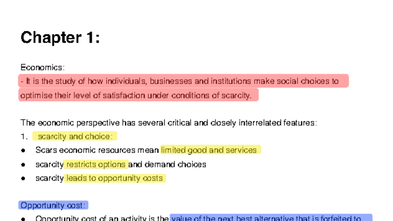 SMartbook 1 - Economics Notes on Rational Behavior and Scarcity