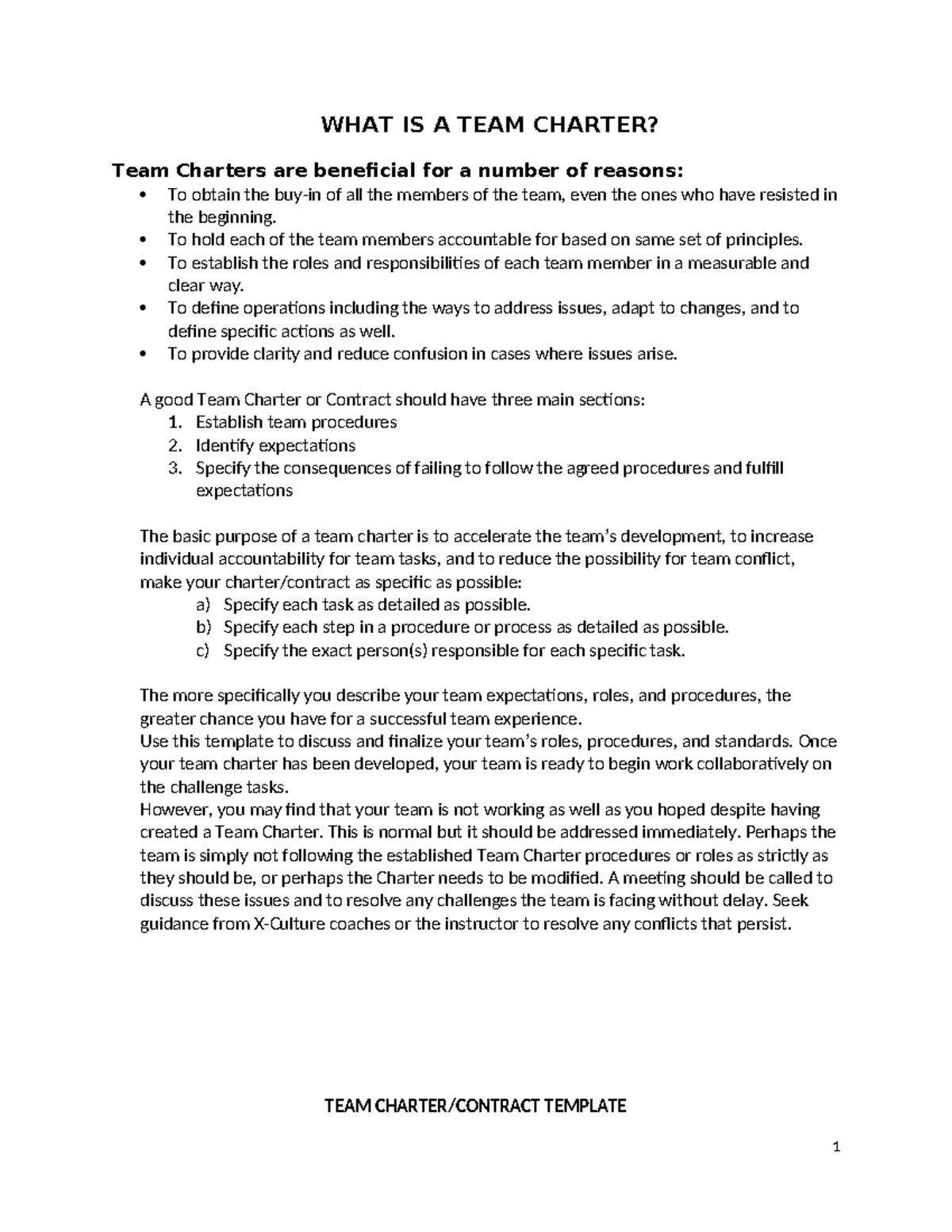Team Charter Guidelines and Template for Effective Collaboration - Studocu