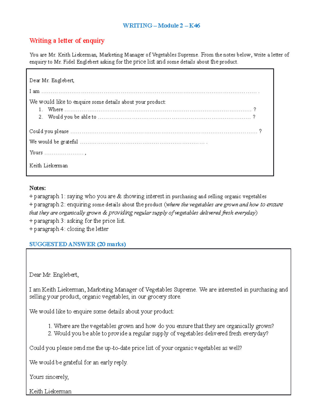 Writing Module 2 K46 1 - zzzz - WRITING – Module 2 – K Writing a letter ...