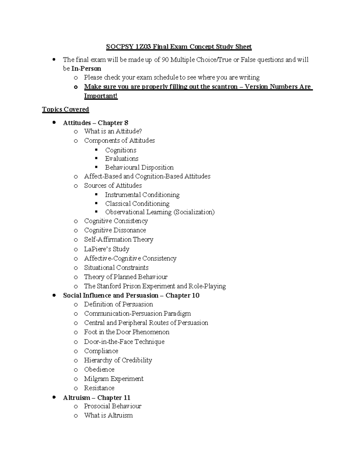 SOCPSY 1Z03 Final Exam Study Guide: Key Concepts & Theories - Studocu