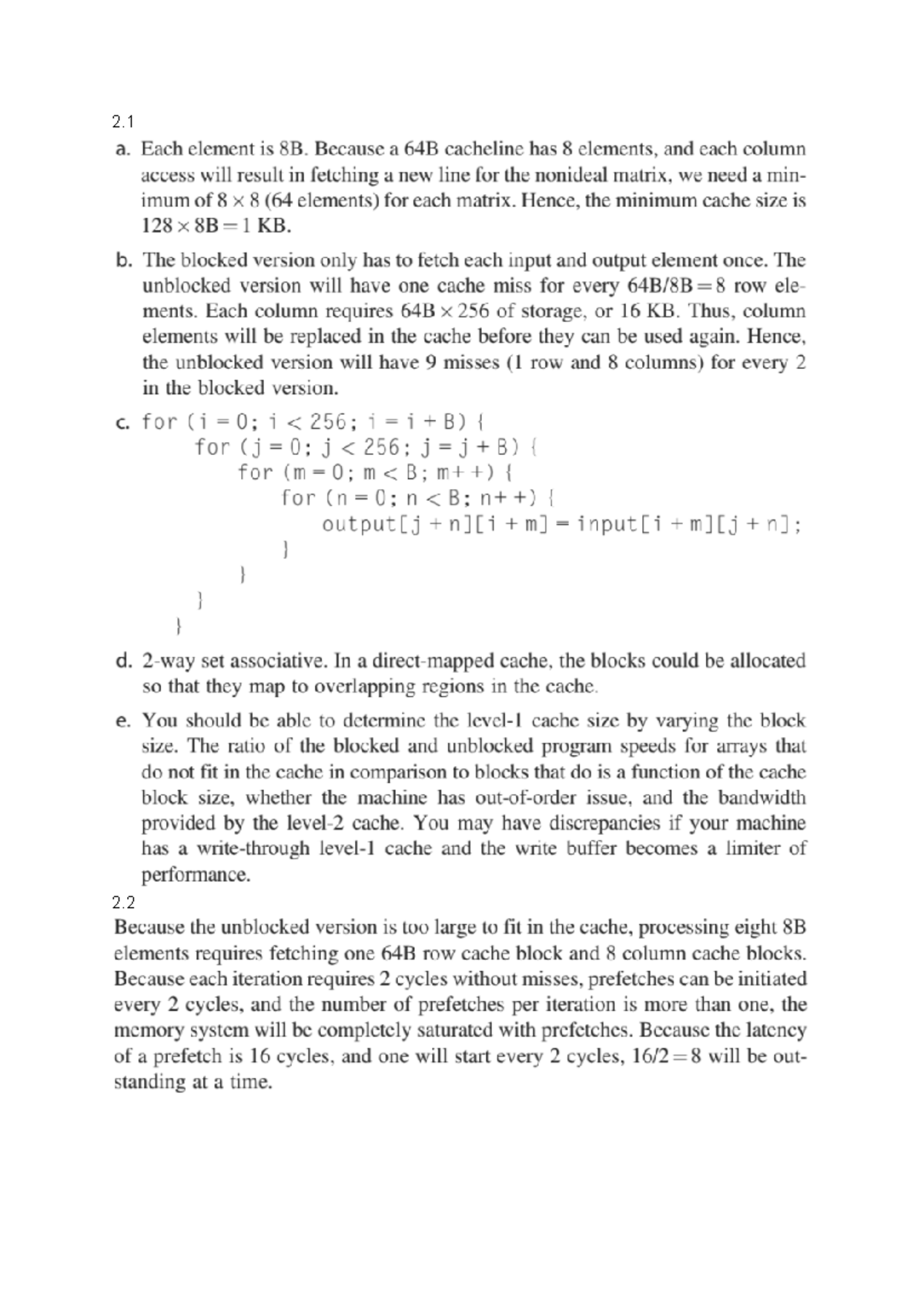 CA HW2 Ans - hw materials - 2 a. Each element is 8B. Because a 64B ...