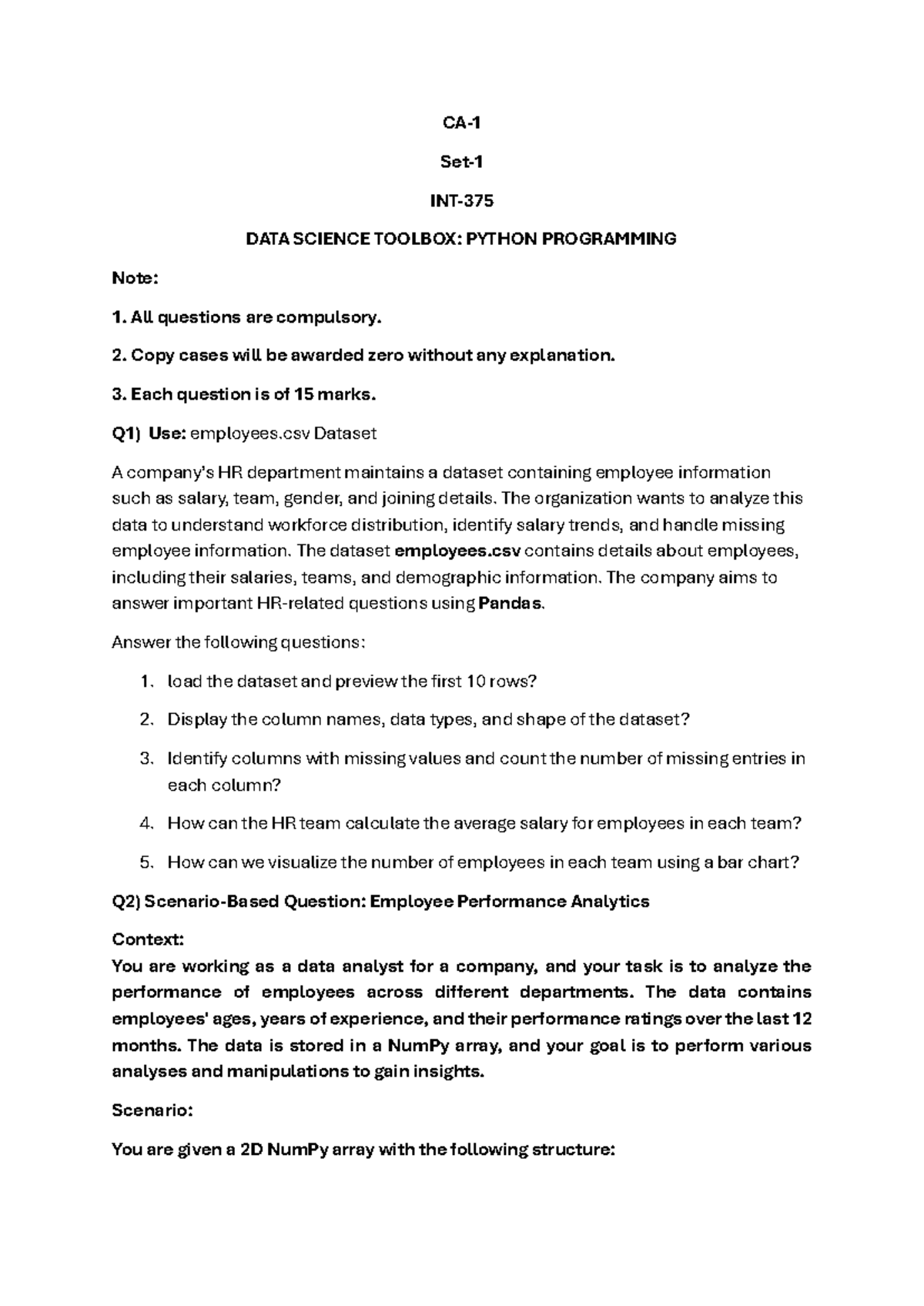 DATA SCIENCE TOOLBOX: PYTHON PROGRAMMING CA1 - RFE Analysis and Code ...