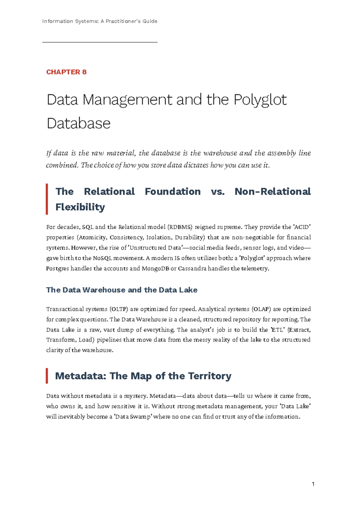 IS CH8: Data Management & Polyglot Database Insights - Studocu