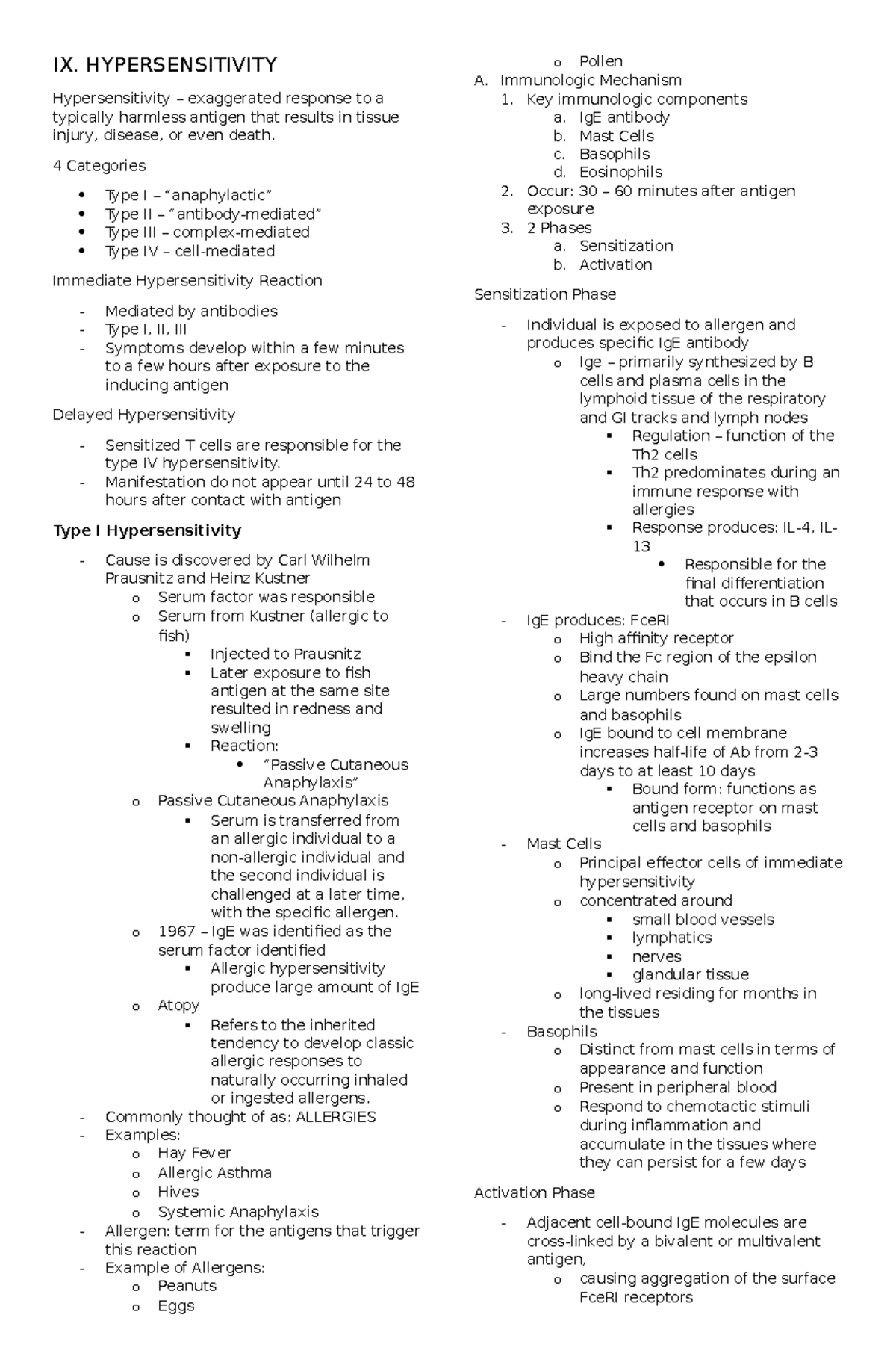 9 - Hypersensitivity: Understanding Types and Mechanisms of HS - Studocu