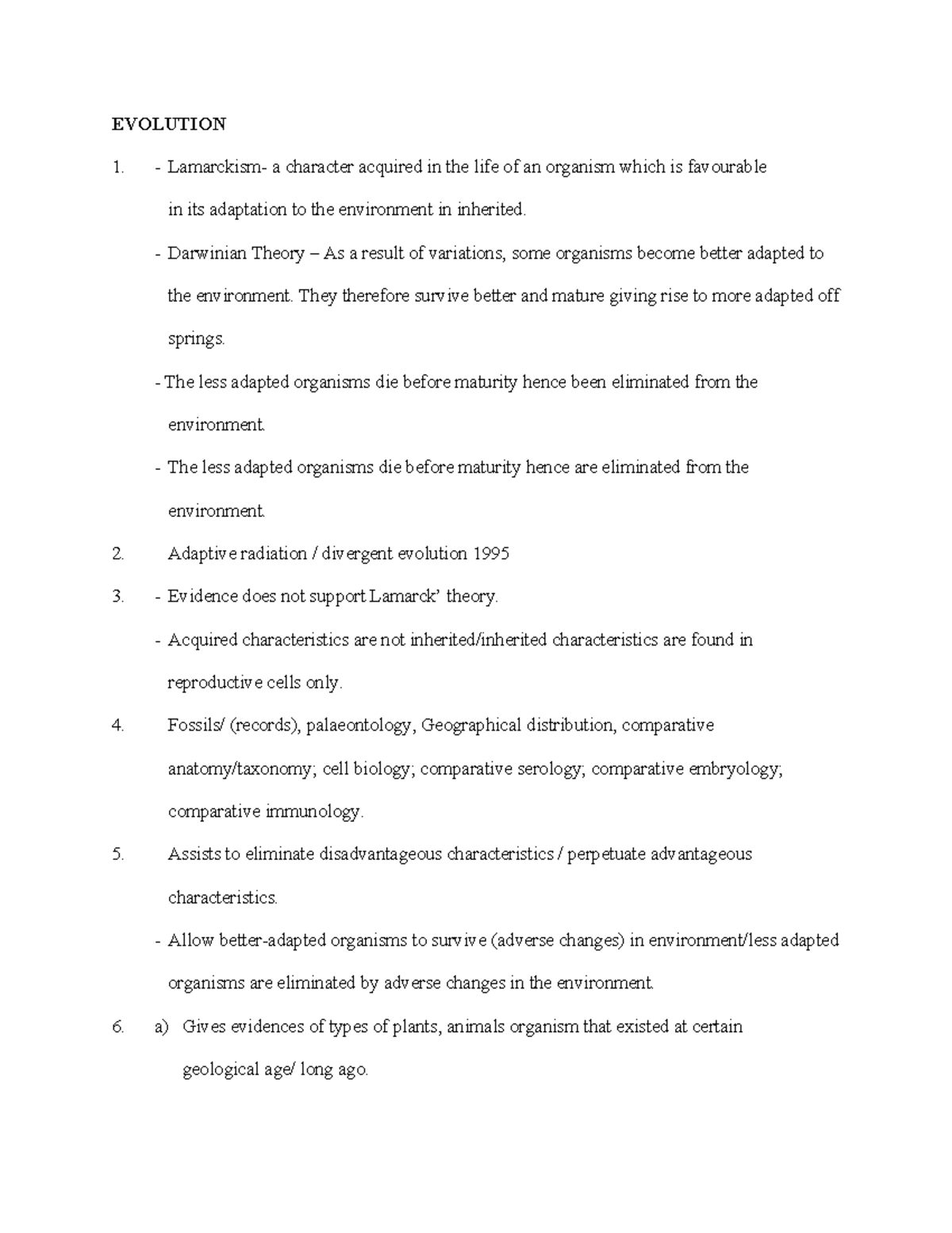 Evolution and Adaptation: Form-4 Agriculture Revision Questions - Studocu