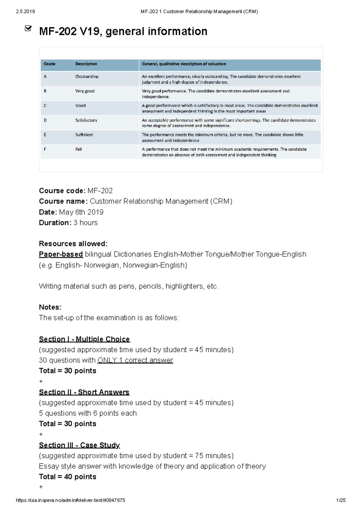 MF-202 2019 VÅR - CRM Exam Preparation Notes - Studocu