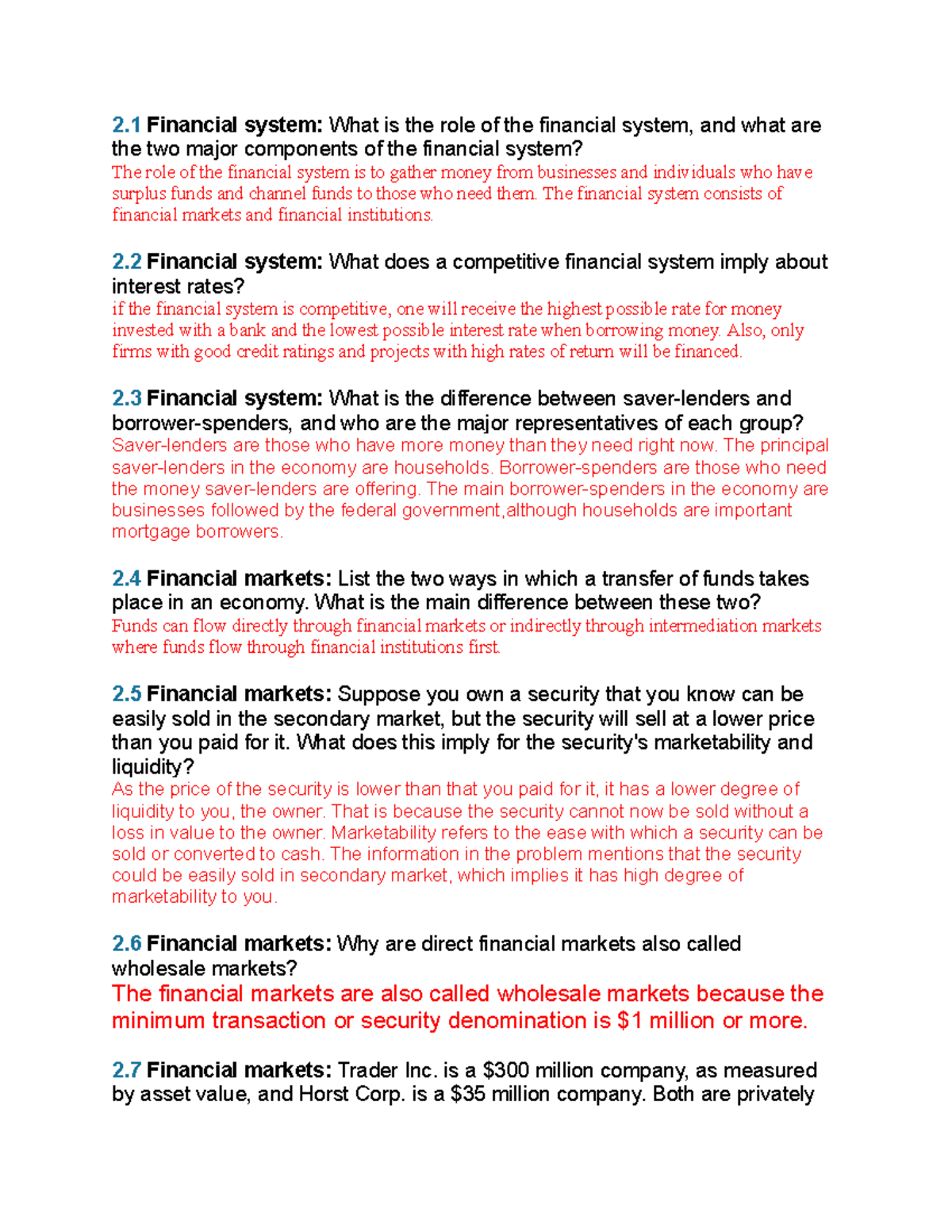 Ch 2 - Financial System and Markets Overview Notes - Studocu