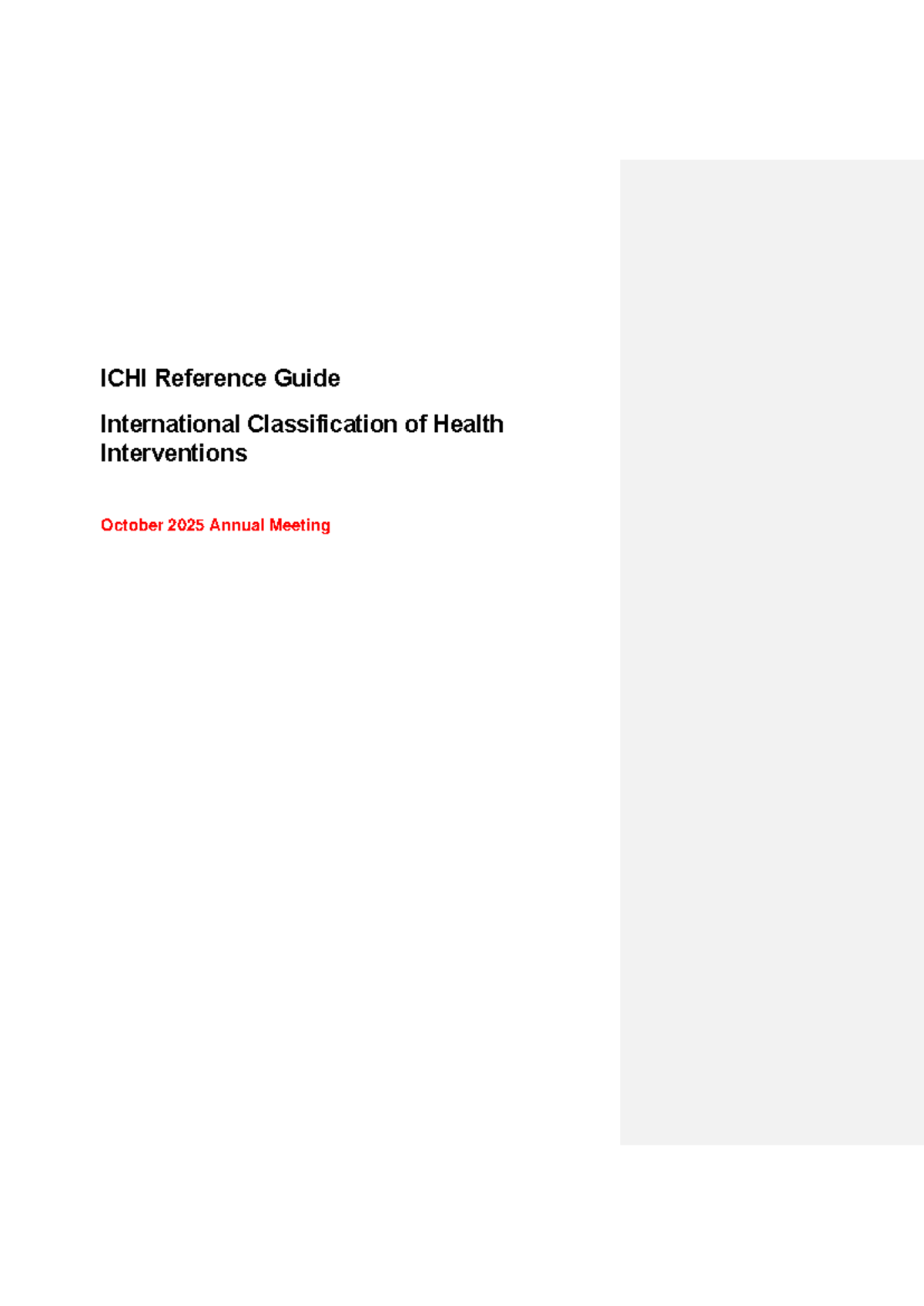 ICHI Reference Guide: International Classification of Health ...