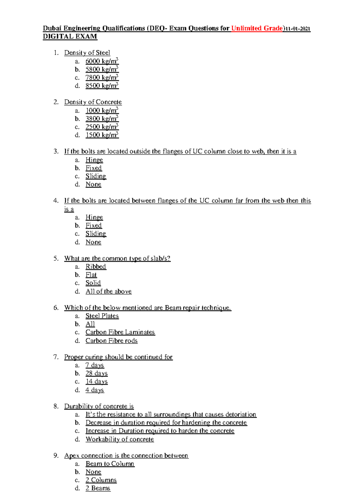 DM Exam G+ Unlimited DEQ Questions: Engineering Qualifications - Studocu