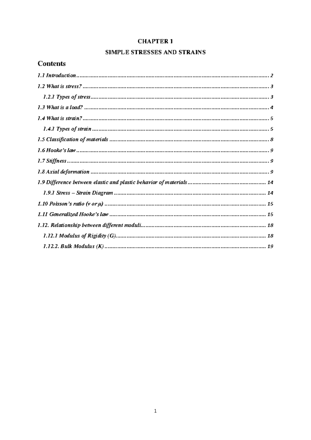 CHAPTER 1 SIMPLE STRESSES AND STRAINS - MECHANICS OF MATERIALS - Studocu