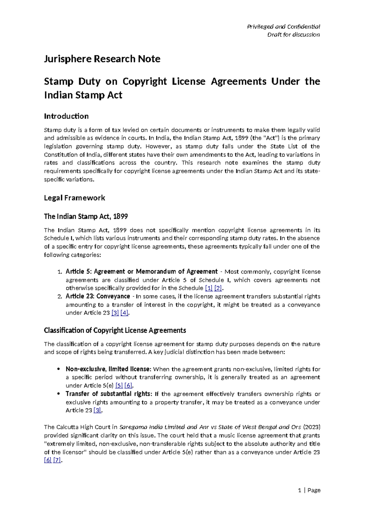 Jurisphere Research Note: Stamp Duty on Copyright Licenses in India ...