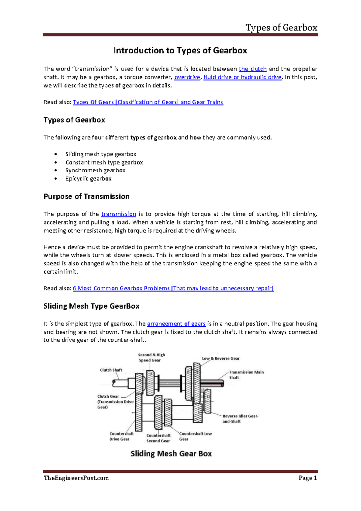 Types of Gearbox: V Tech Study Notes on Gear Mechanisms - Studocu
