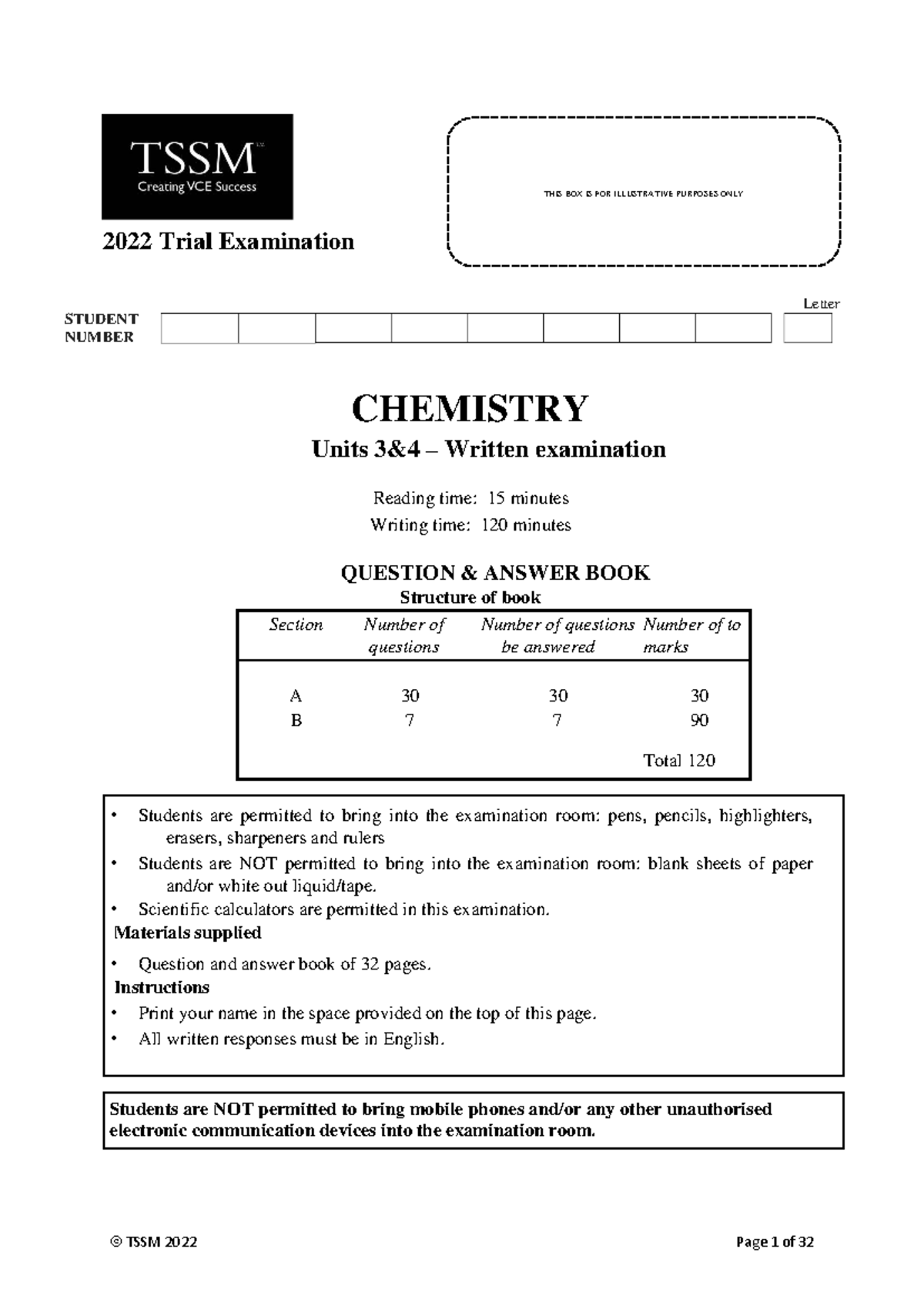 2022 CHEMISTRY Units 3 & 4 TSSM Trial Exam Questions - Studocu