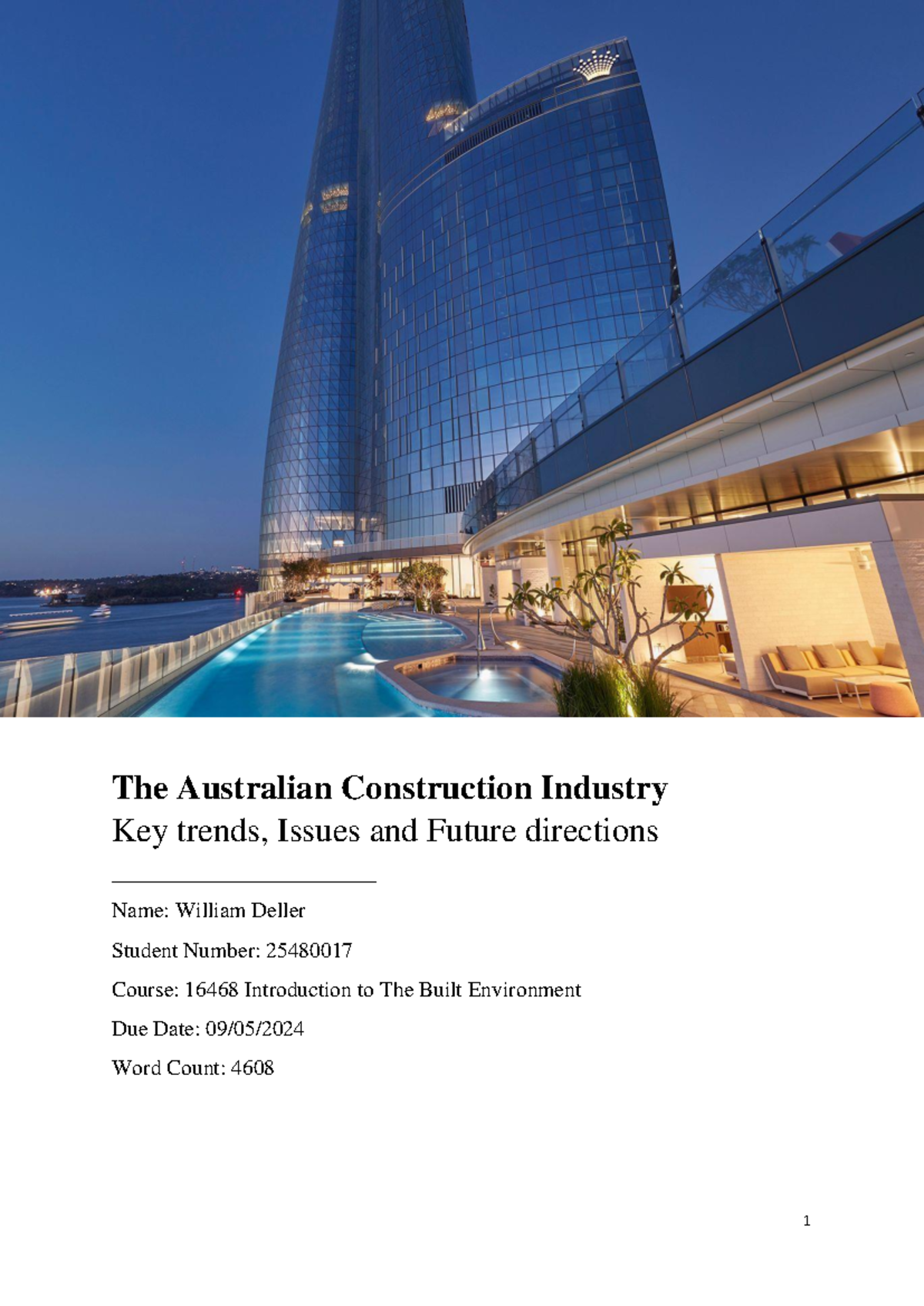 16468 Introduction to The Built Environment: Trends & Future of ...