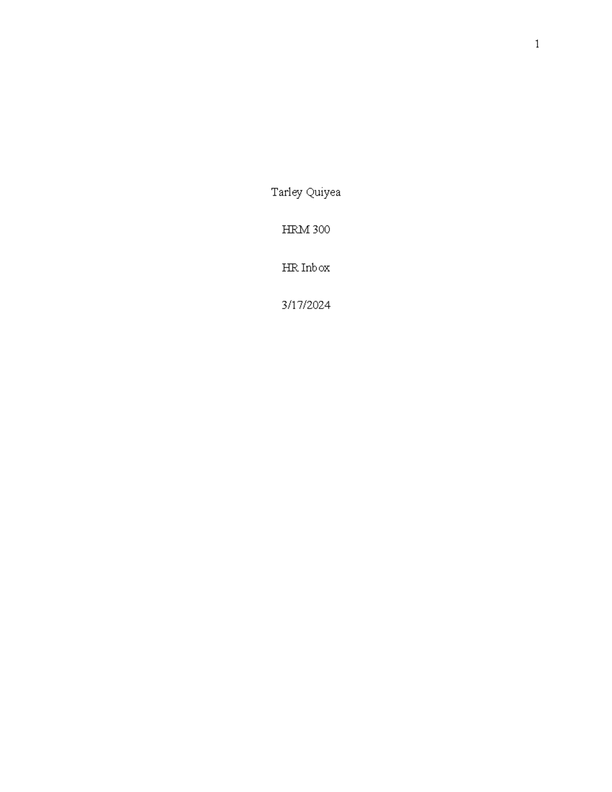 2-1 HR inbox - HUMAN RESOURCE - 1 Tarley Quiyea HRM 300 HR Inbox 3/17 ...