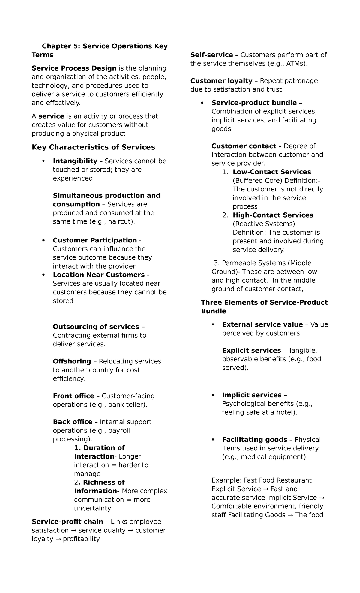 Chapter 5: Key Terms in Service Operations (CBME) - Studocu