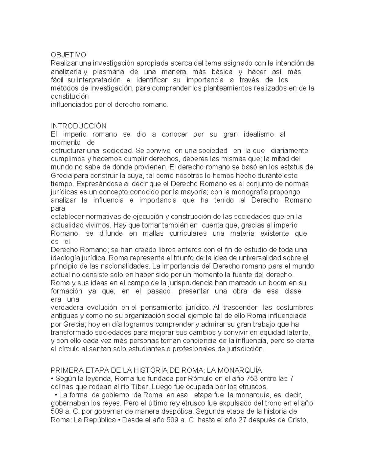 Tarea Derecho Romano: Análisis e Influencia en Sociedades Actuales - Document Preview