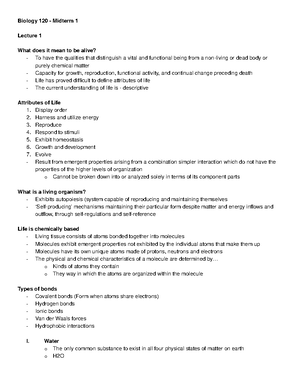 Summary - complete - Study guide with questions and answers - Bio 120 ...