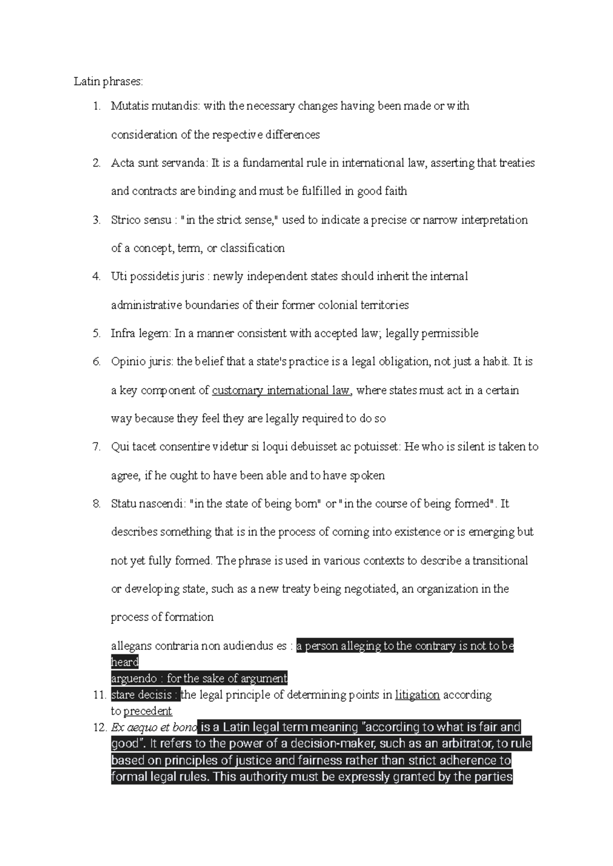 Latin Legal Phrases Overview: Key Terms and Their Meanings - Studocu