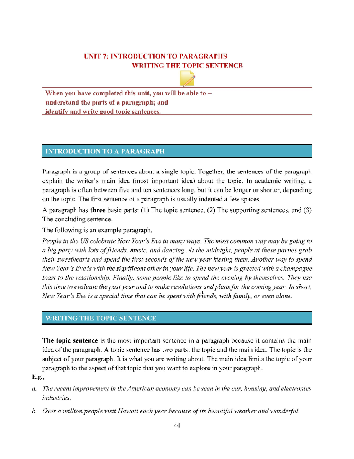 Basic Writing Unit 7 Notes and Exercises for Practice - Studocu