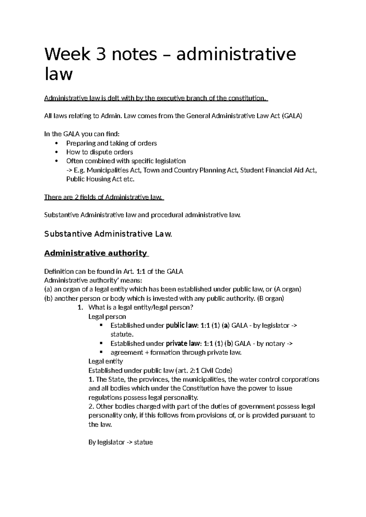 Week 3 Lecture Notes - Summary of Dutch Administrative Law - Studeersnel