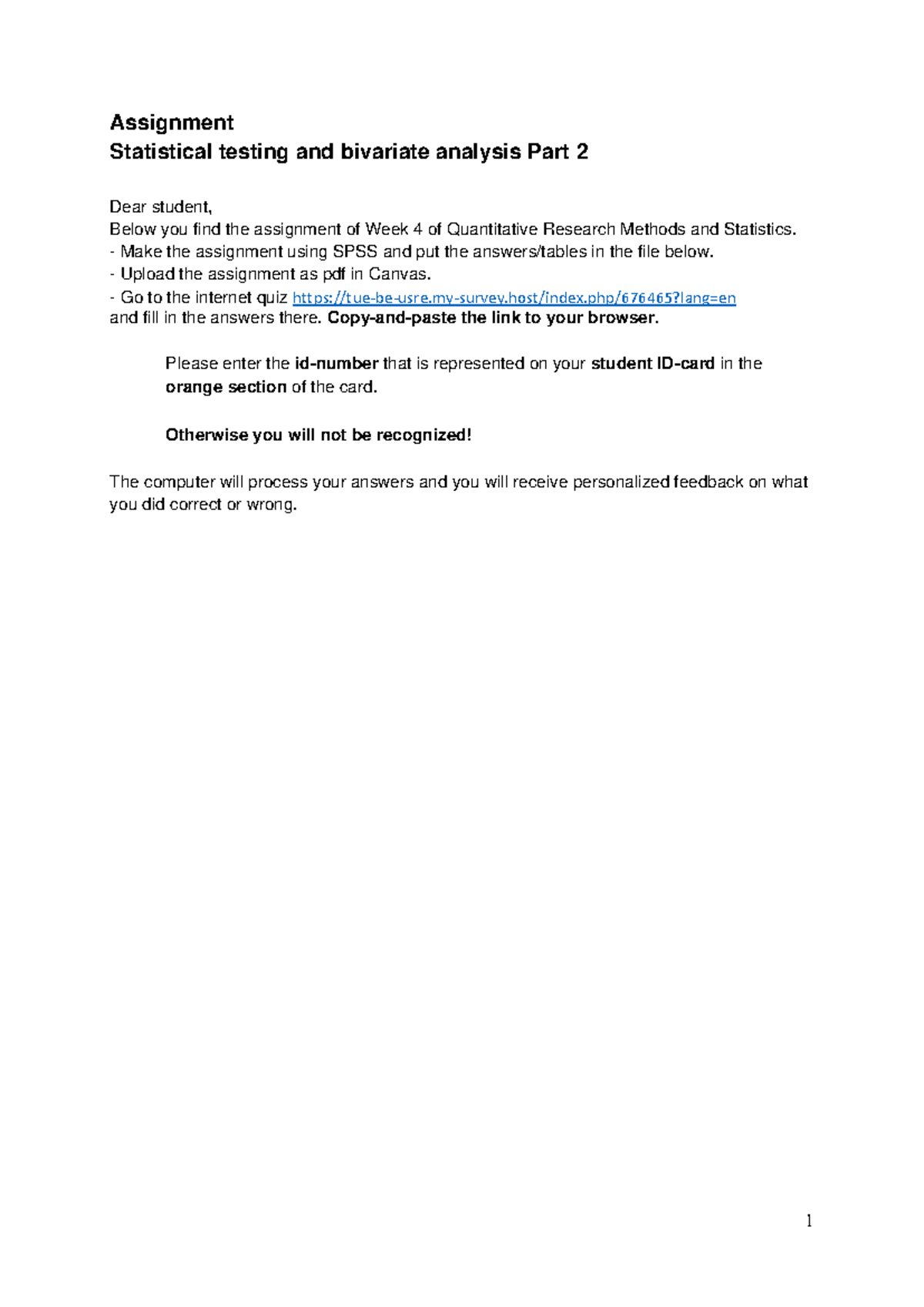 Assignment SPSS 4 - Quantitative Research Methods Analysis - Studeersnel