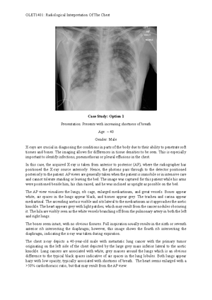 Final Case Study (Analysis of Chest X-ray) - OLET1401 - USyd - Studocu