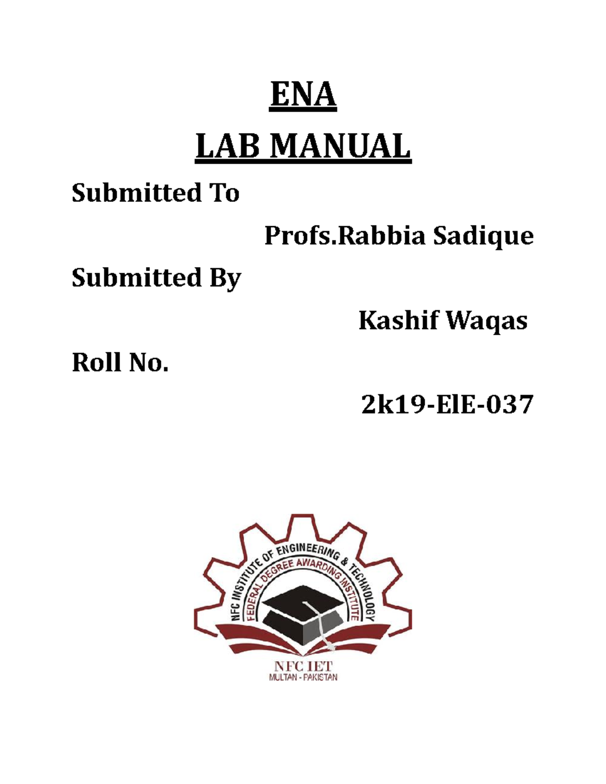 Electrical Network Analysis Lab Manual (ENA) - Experiments & Objectives ...