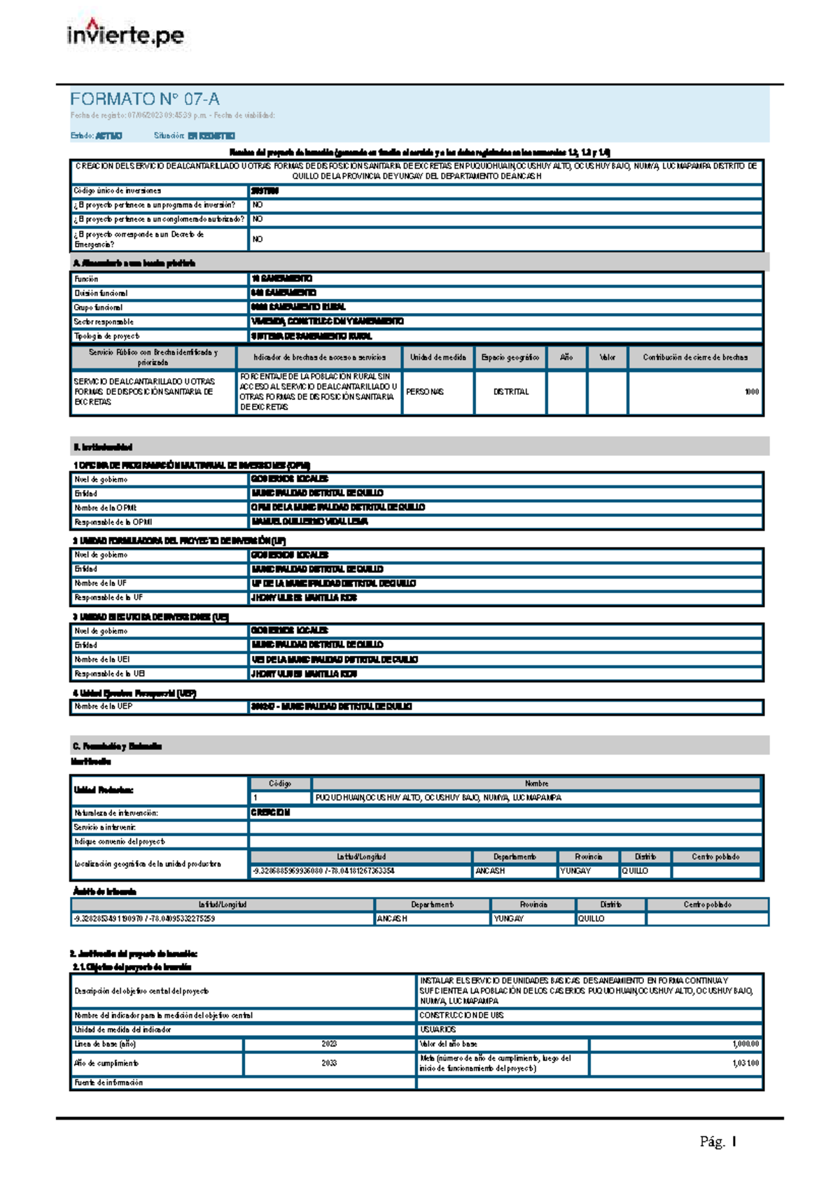 formato 7a de inversion - Nombre del proyecto de inversión (generada en ...