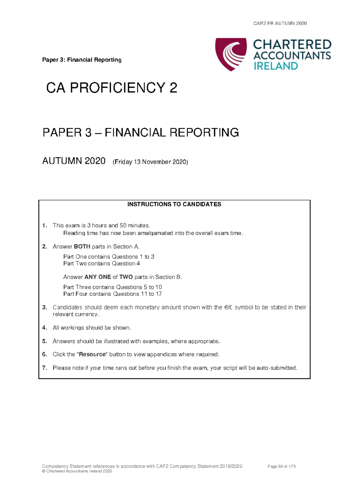W1 CAP 2 FR Autumn 20 - Competency Statement references in accordance ...