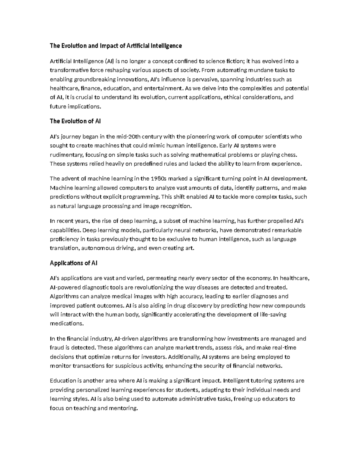The Evolution and Impact of Artificial Intelligence - From automating ...