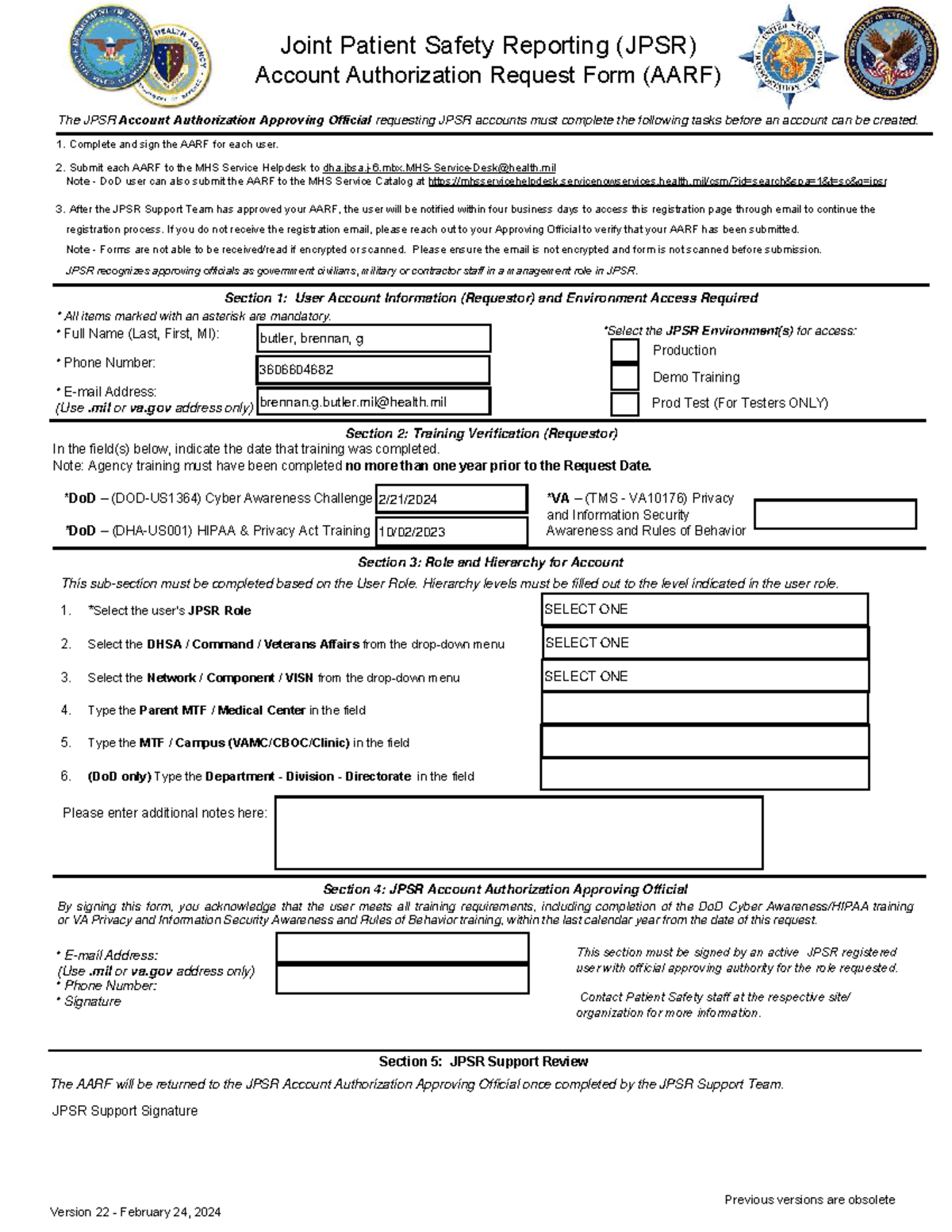 JPSR AARF Version 22: Account Authorization Request Form - Studocu
