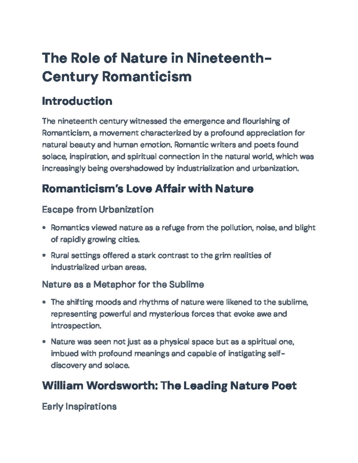 The Role of Nature in 19th-Century Romanticism: A Focus on Wordsworth ...