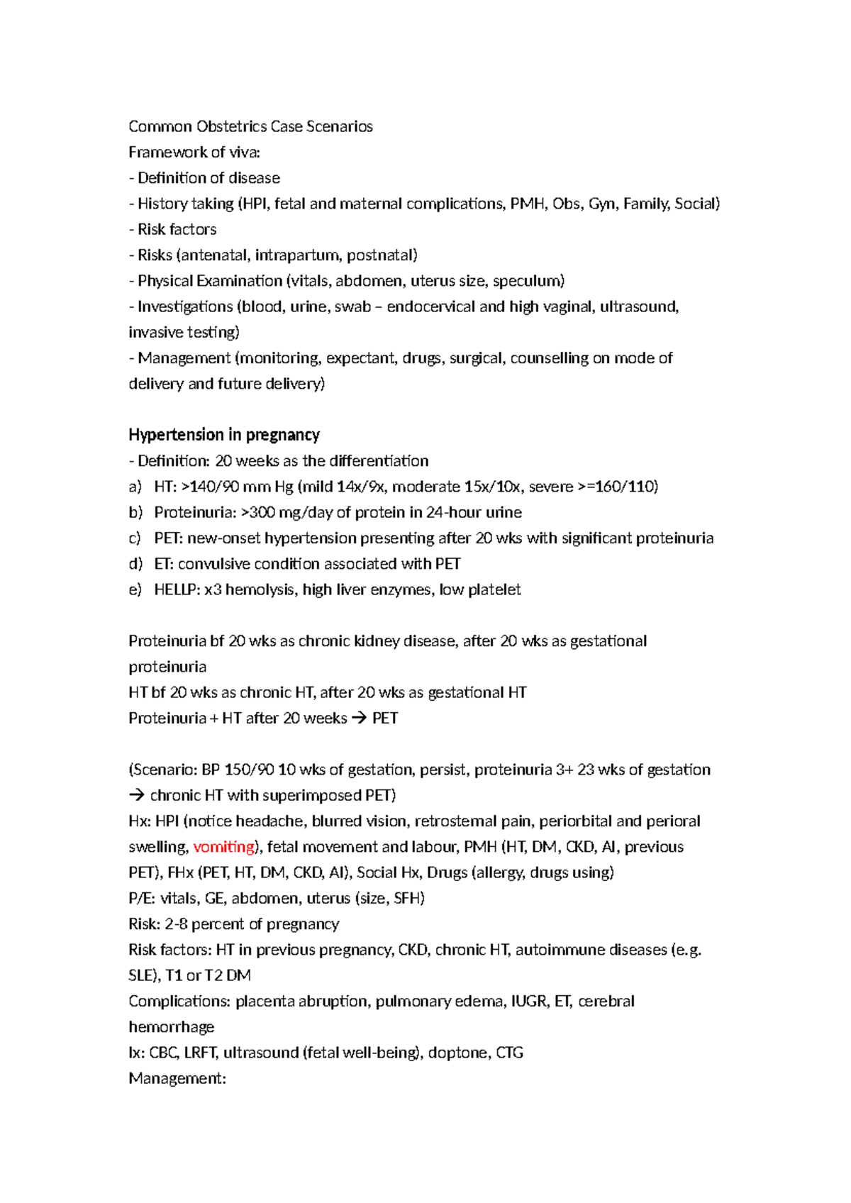 OBG 401: Common Obstetrics Case Scenarios and Management Strategies ...