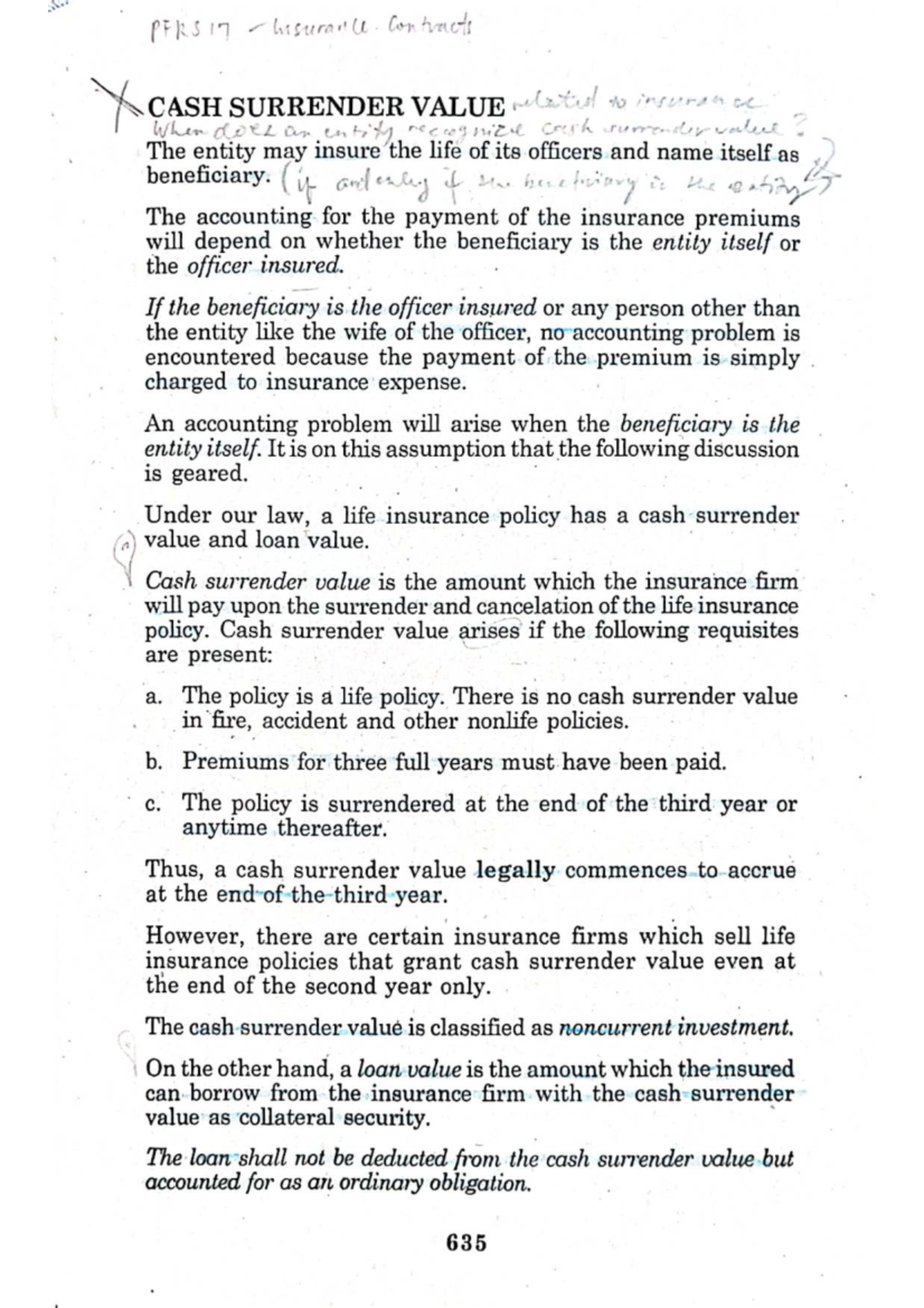 CSV Theory and Illustration: Cash Surrender Value Accounting - Studocu