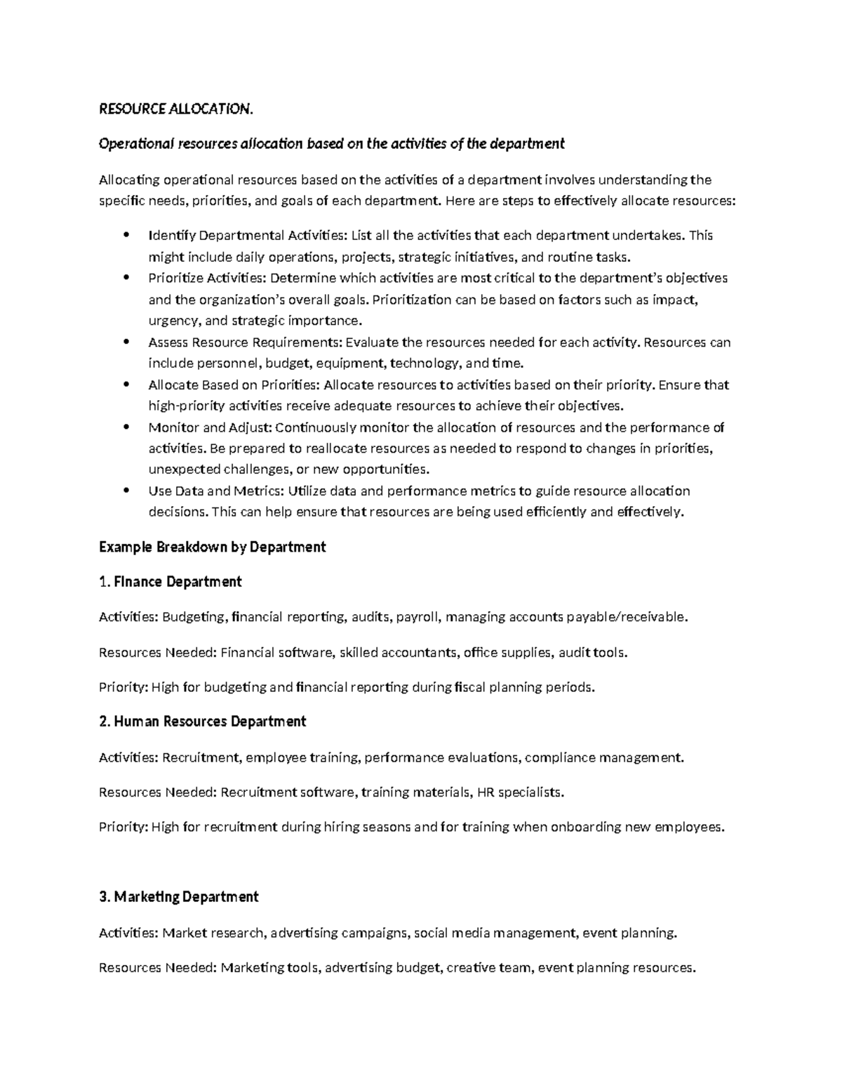 Resource Allocation Overview - Unit Summary Guide - Studocu
