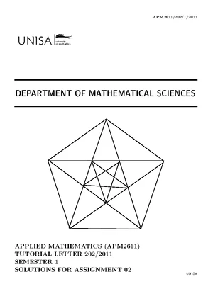 2019 Assignment 2 solutions - APM2611 - Unisa - Studocu