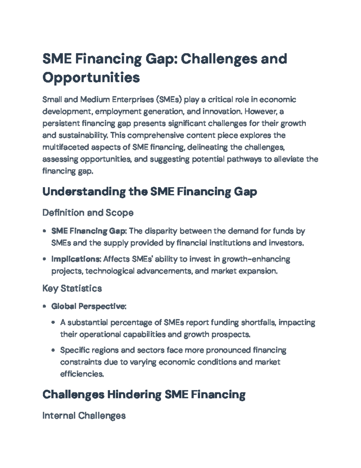 SME Financing Gap: Challenges and Opportunities in Economic Development ...