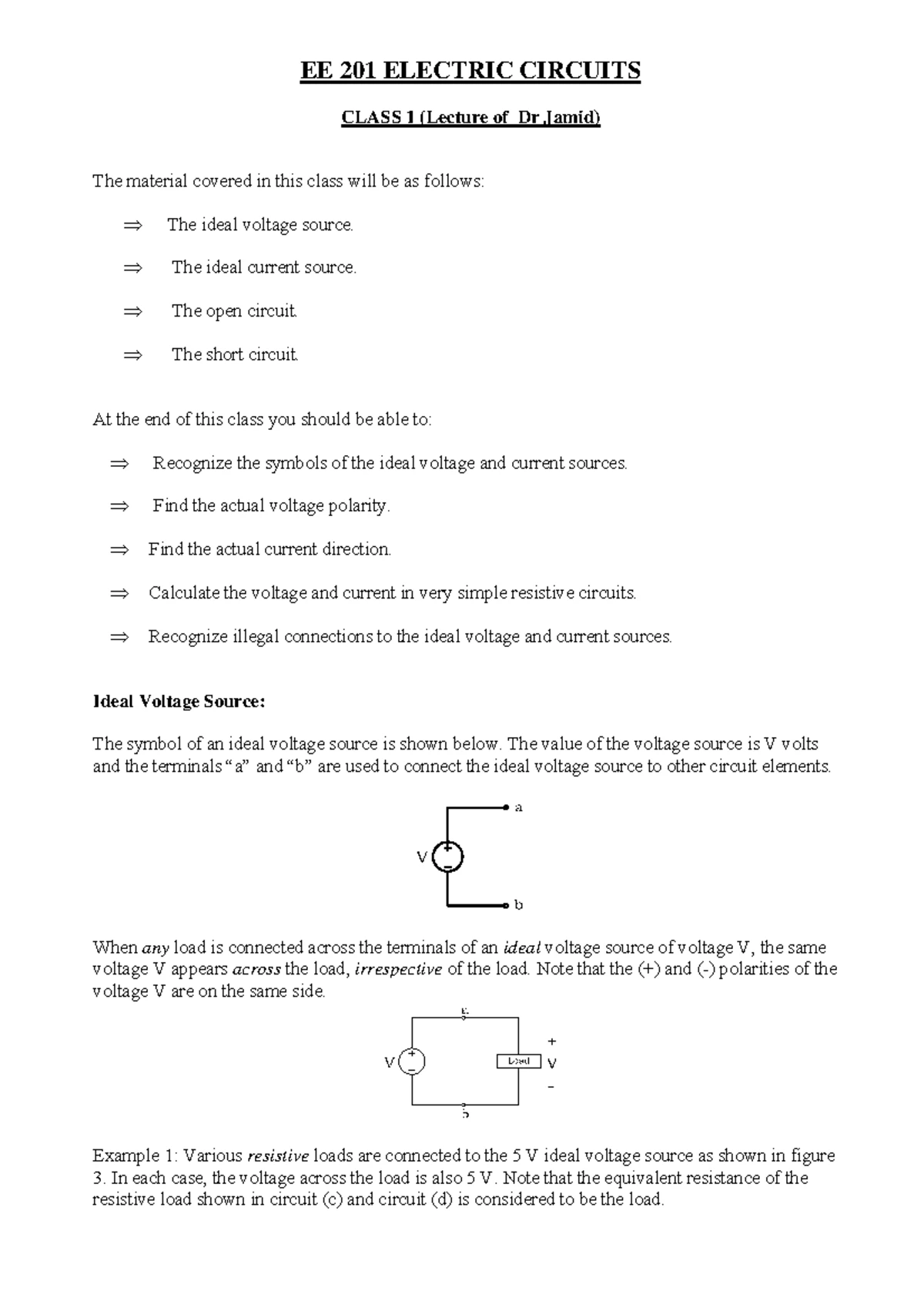 Ch(1-3) - Lecture notes 1,2 and 3 - EE Chapter 1 The concept of ...