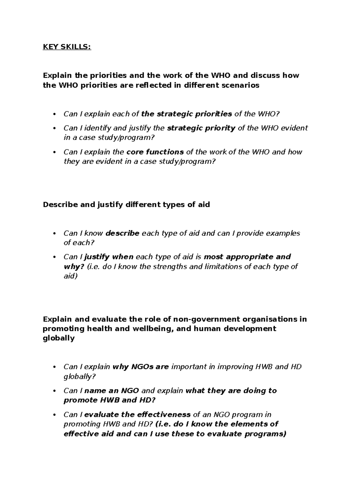 KEY Skills - erfg - KEY SKILLS: Explain the priorities and the work of ...